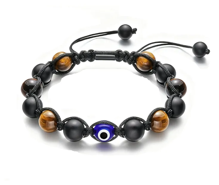 Evil Eye Bracelet for Men Natural Stone Protection Good Luck Amulet