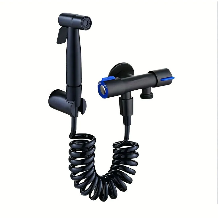 Stainless steel high pressure spray gun toilet toilet flushing set - Black