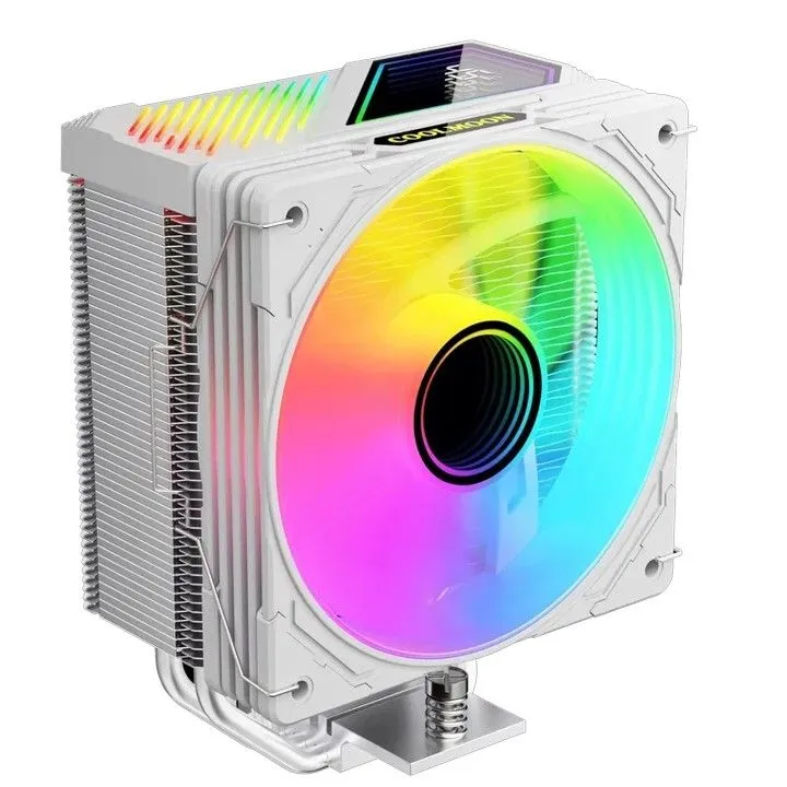 ARGB Temperature Display Four Copper Tube CPU Super Cooling Fan Intel/AMD - White