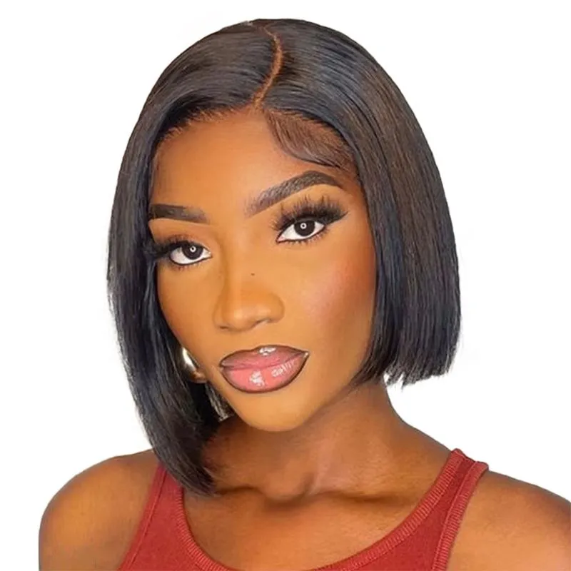 Golden Perfect 8Inch Bone Straight Bob Wig Lace Front Human Hair For Women