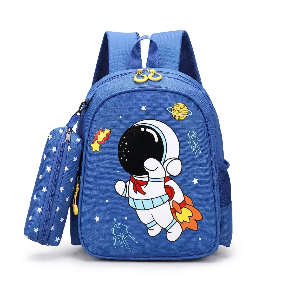 QKTNIUBI Elementary Student Astronaut Pattern Waterproof Backpack