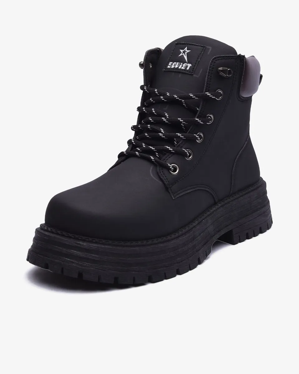 Soviet Mens Everest Black Mono PU Fashion Boot