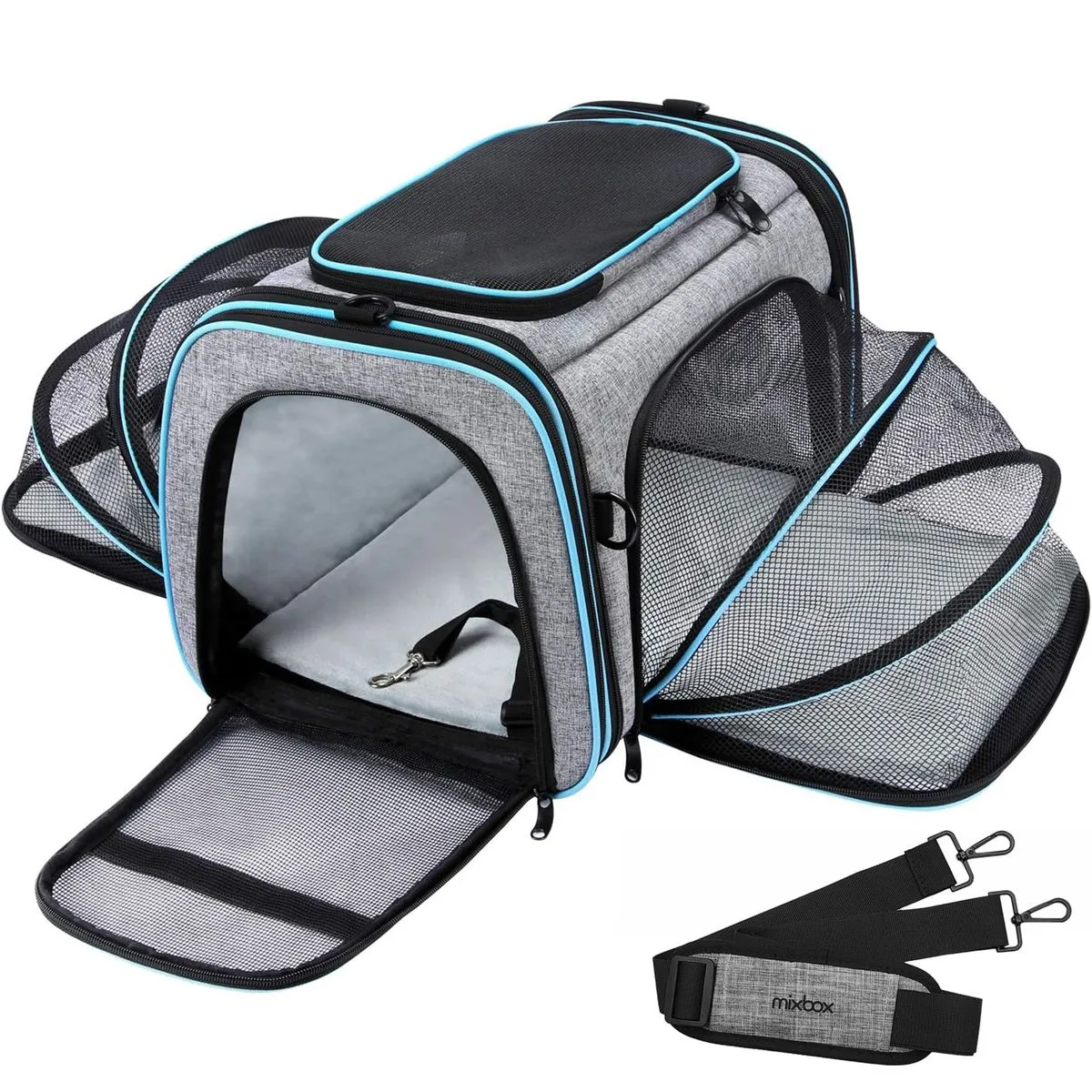 Mix Box Expandable Double Pet Carrier Collapsible Lightweight - Blue