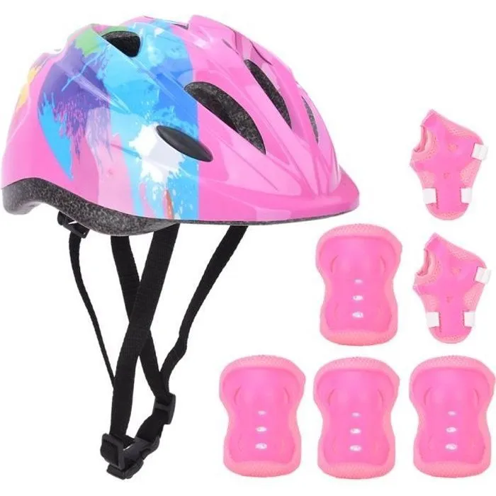 Protective Gear - CHE - 7-Piece Set Knee Pads - Elbow Pads - Colorful Pink