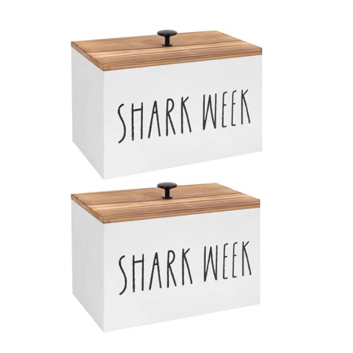 2PCS Tampon Holder for Bathroom Wood Bathroom Storage Bin with Lid