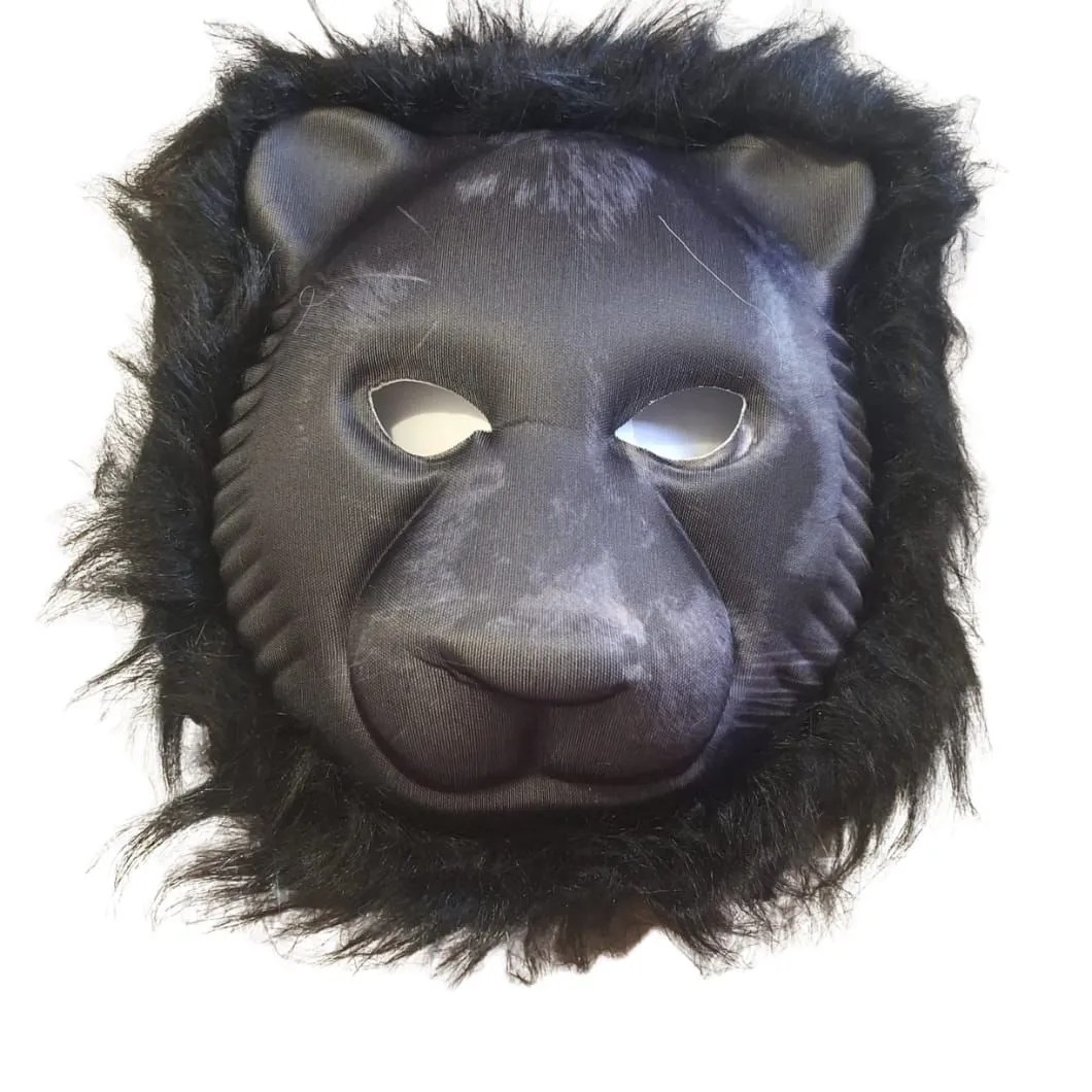 Black Panther Animal Mask with Fur - Foam Costume Mask