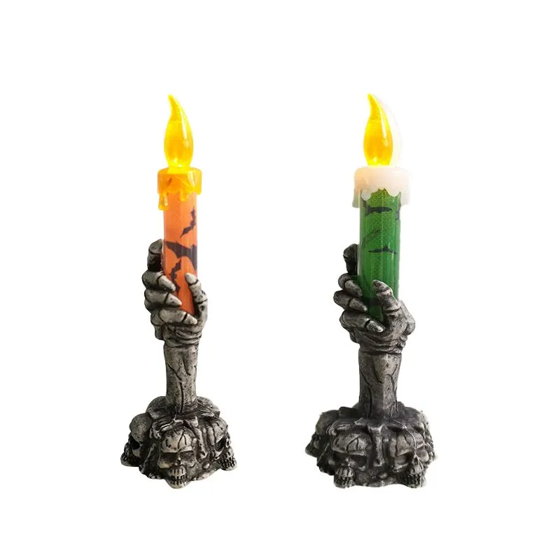 2 Pieces Flameless Candle Lights Skeletons Ghost Candles For Party