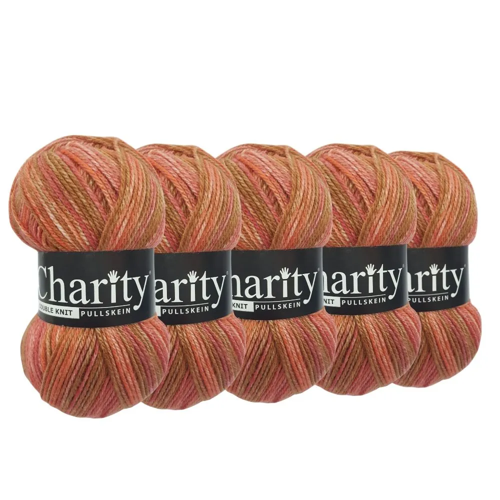 Charity DK Print 100 % Acrylic Yarn (5 x 100g) - 220 Orange Wood