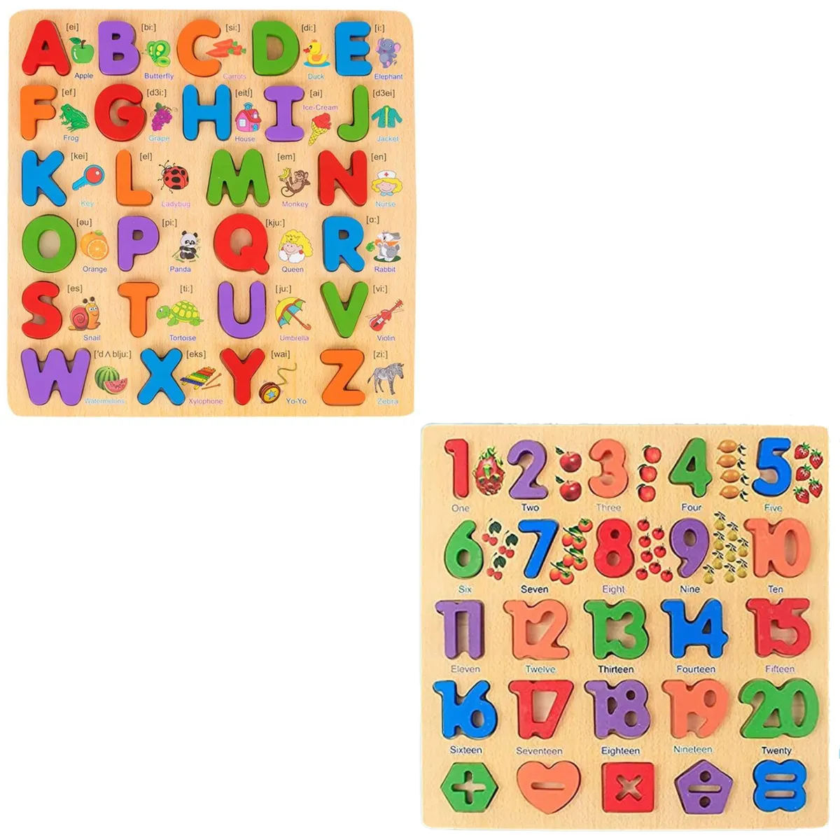 Alphabet and Number Shape & Symbol Puzzles Educational Toys for Kids