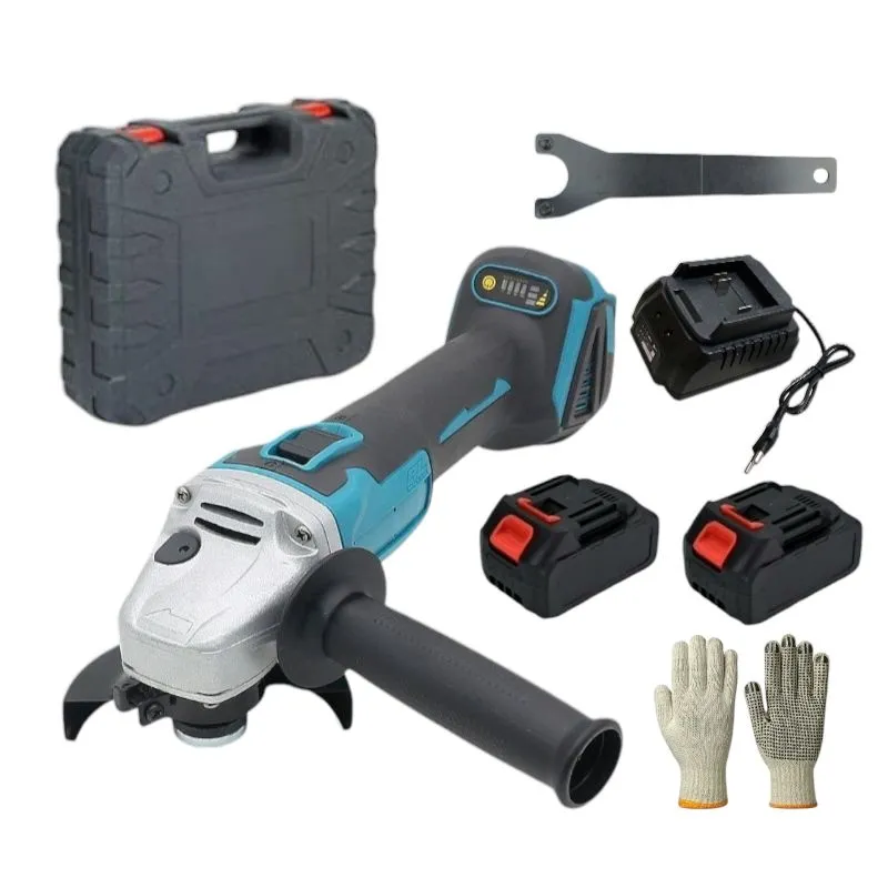 48V Cordless Electric Angle Grinder 2 Rechargeable Battery Packs & Gloves