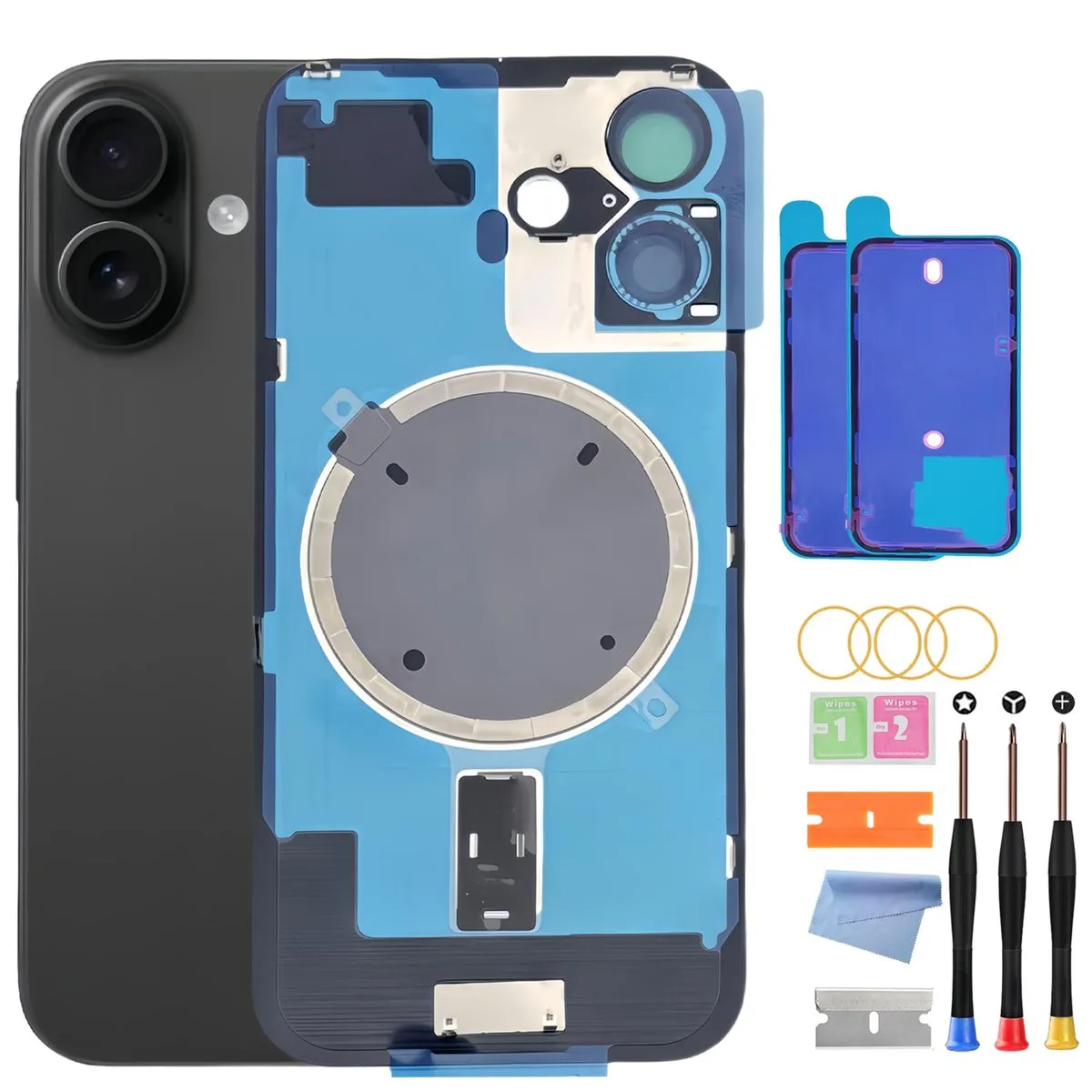 Back Glass Replacement Compatible with iPhone 16 with Magesafe - Black