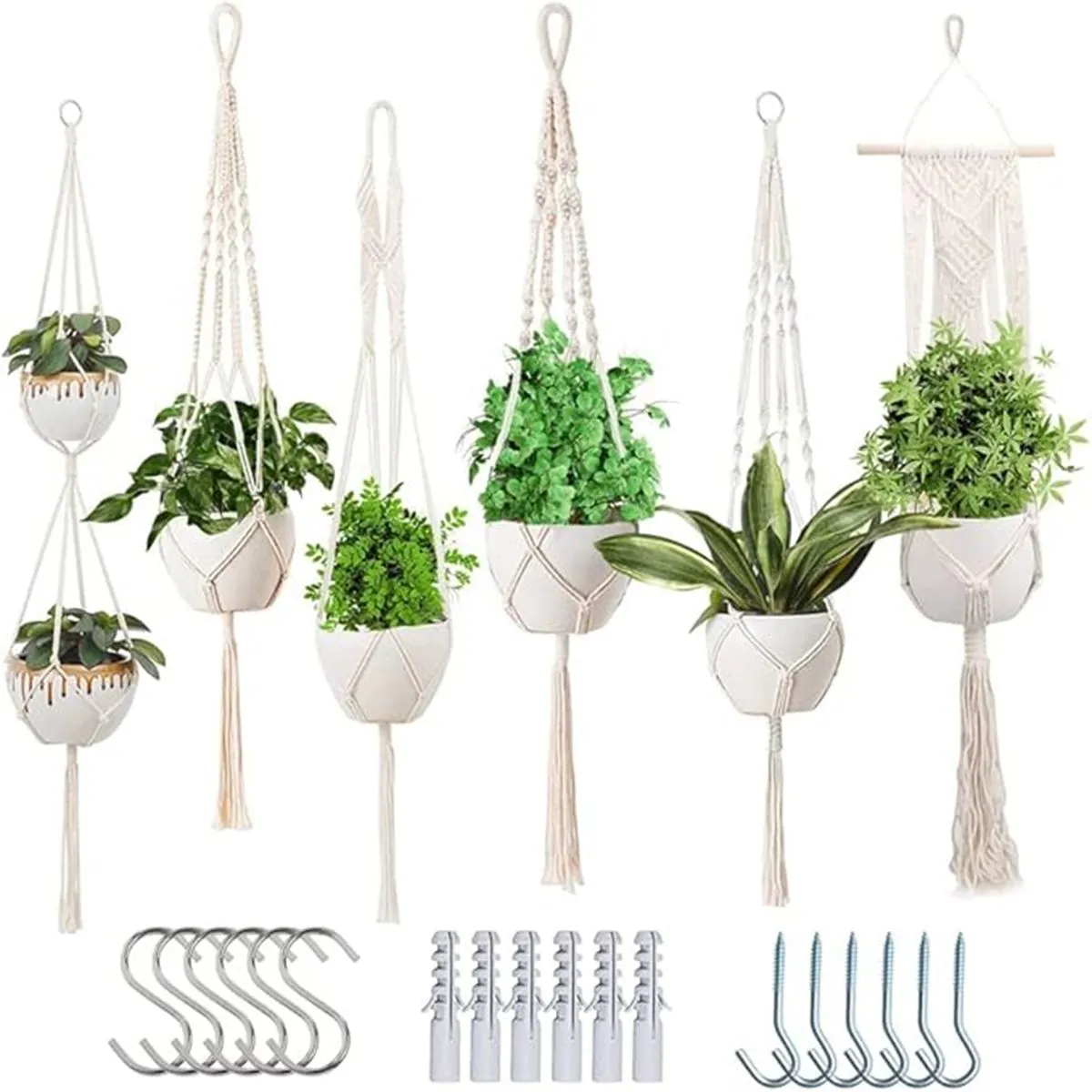 6 PCS Macrame Plant Hanger Flower Pot Hanging Holders(Plants Not Included)
