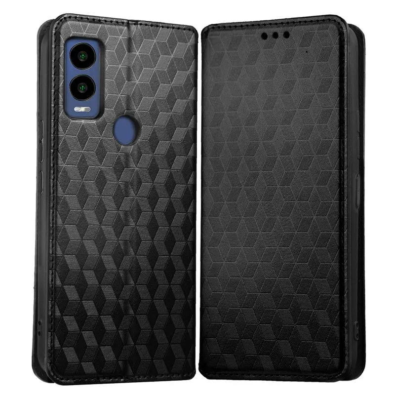 Flip Cover Compatible With Cricket Innovate E 5G Shockproof Leather Cover - Black