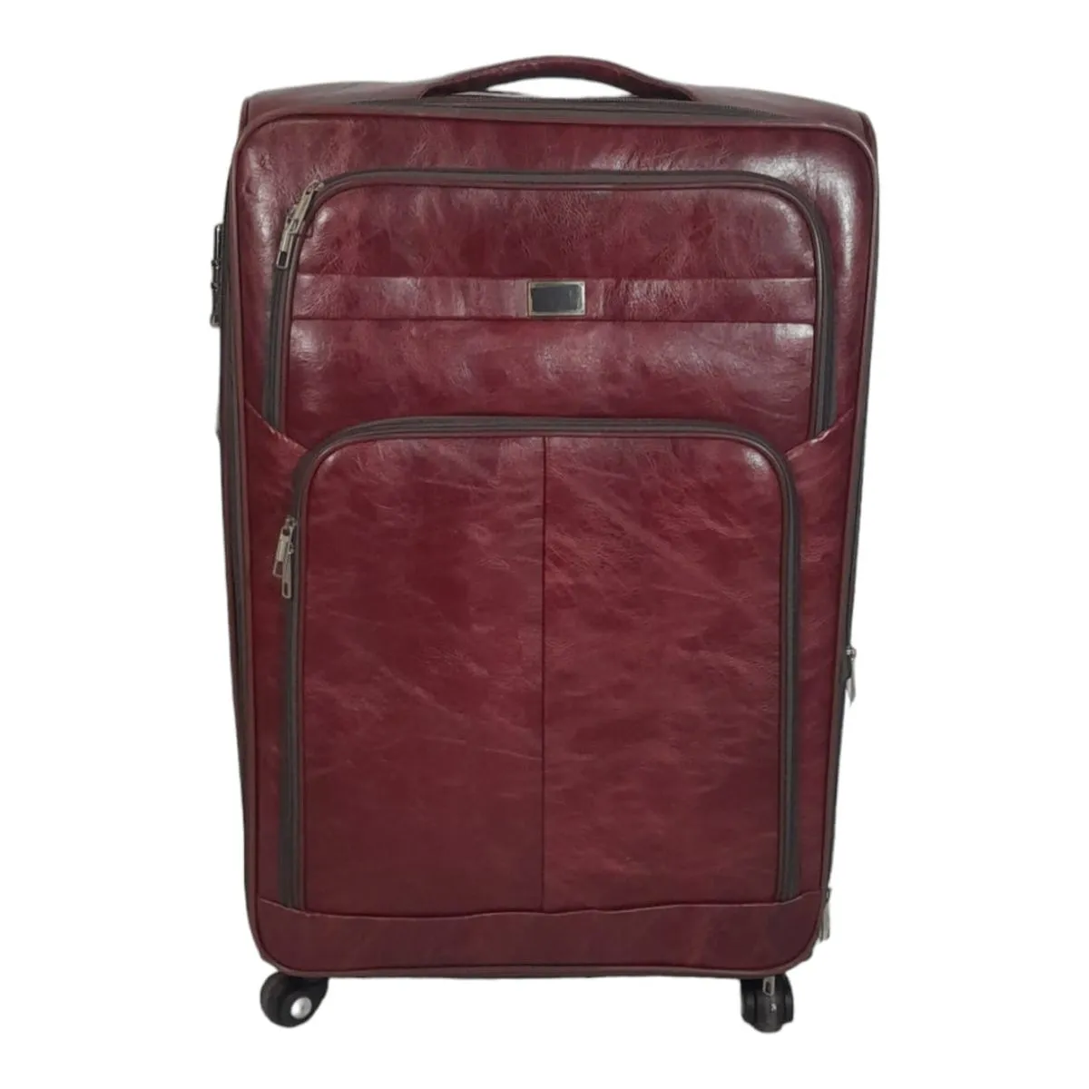 SMTE - Stylish Luggage Bag Set of 1 PU Leather Travel Suitcase - Red