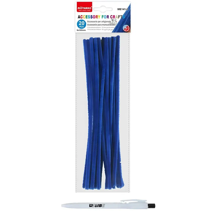 20Pcs Quality Arts/Crafts DIY Pipe Cleaner Chenille Stems With ReVibe Pen - Blue