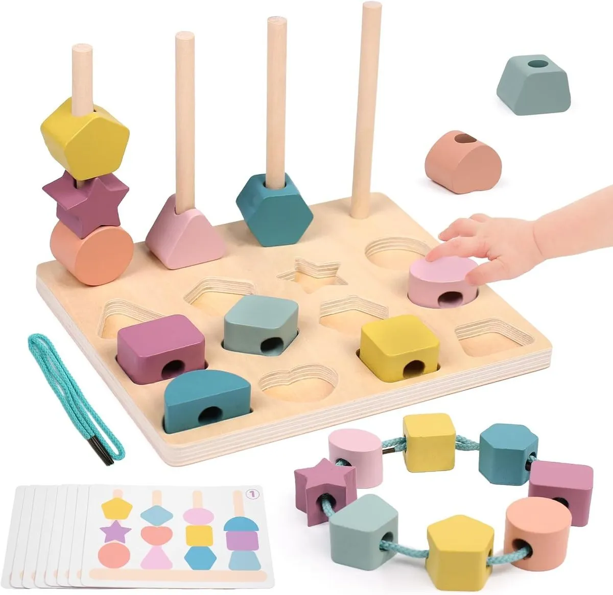 Montessori Toy from 3 4 5 Years, Wooden Toy Plug-In Game Threading Game