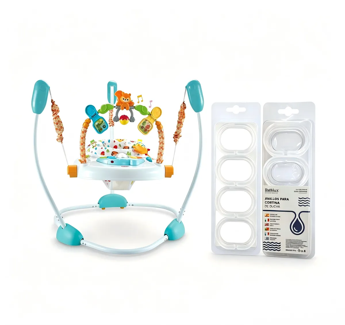 Baby Jumper with 360 Degree Rotating Seat&Shower Curtain Hooks 12 Pieces