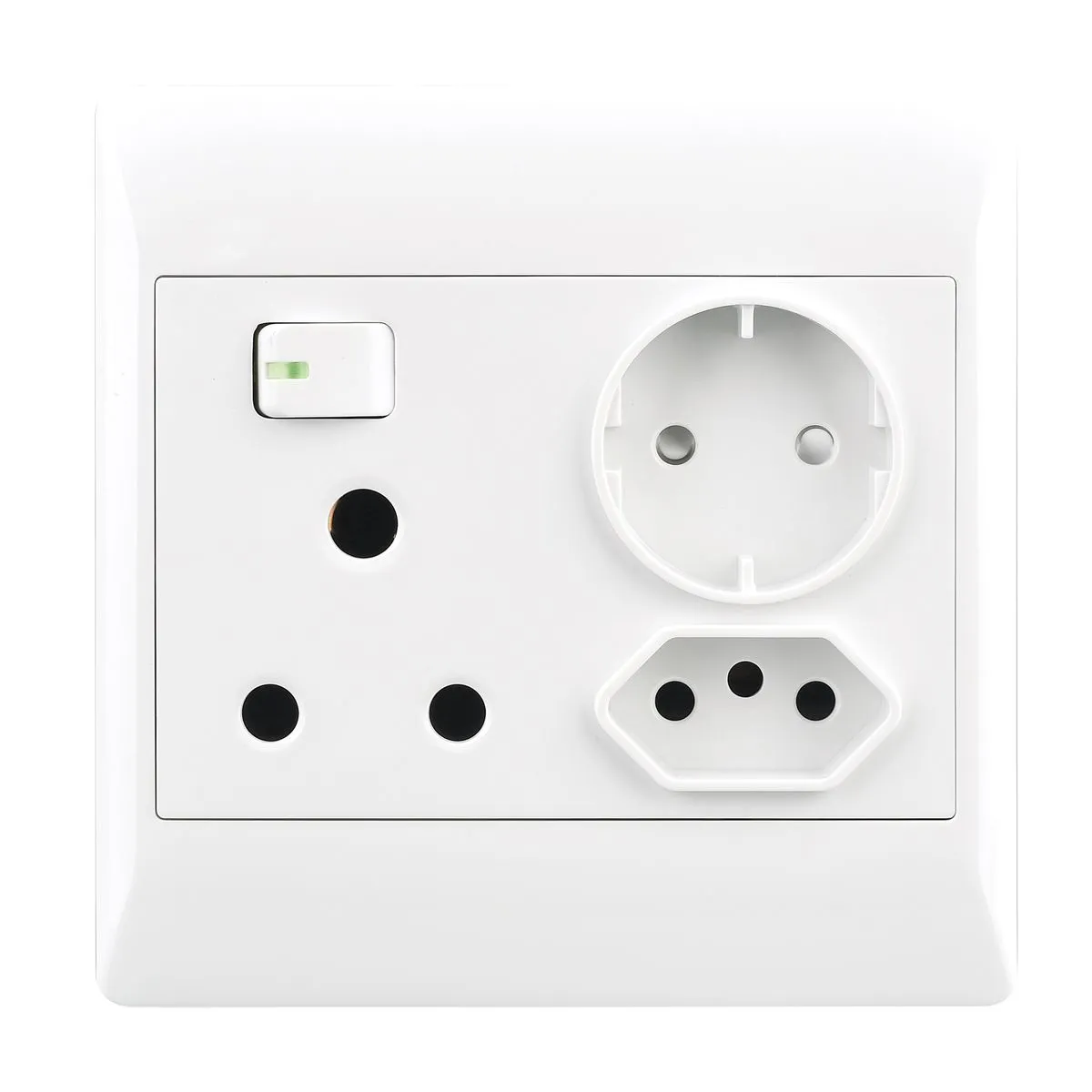 Bright Star 16 Amp Plug + New RSA Socket + Schuko For 4 X 4 Box - White