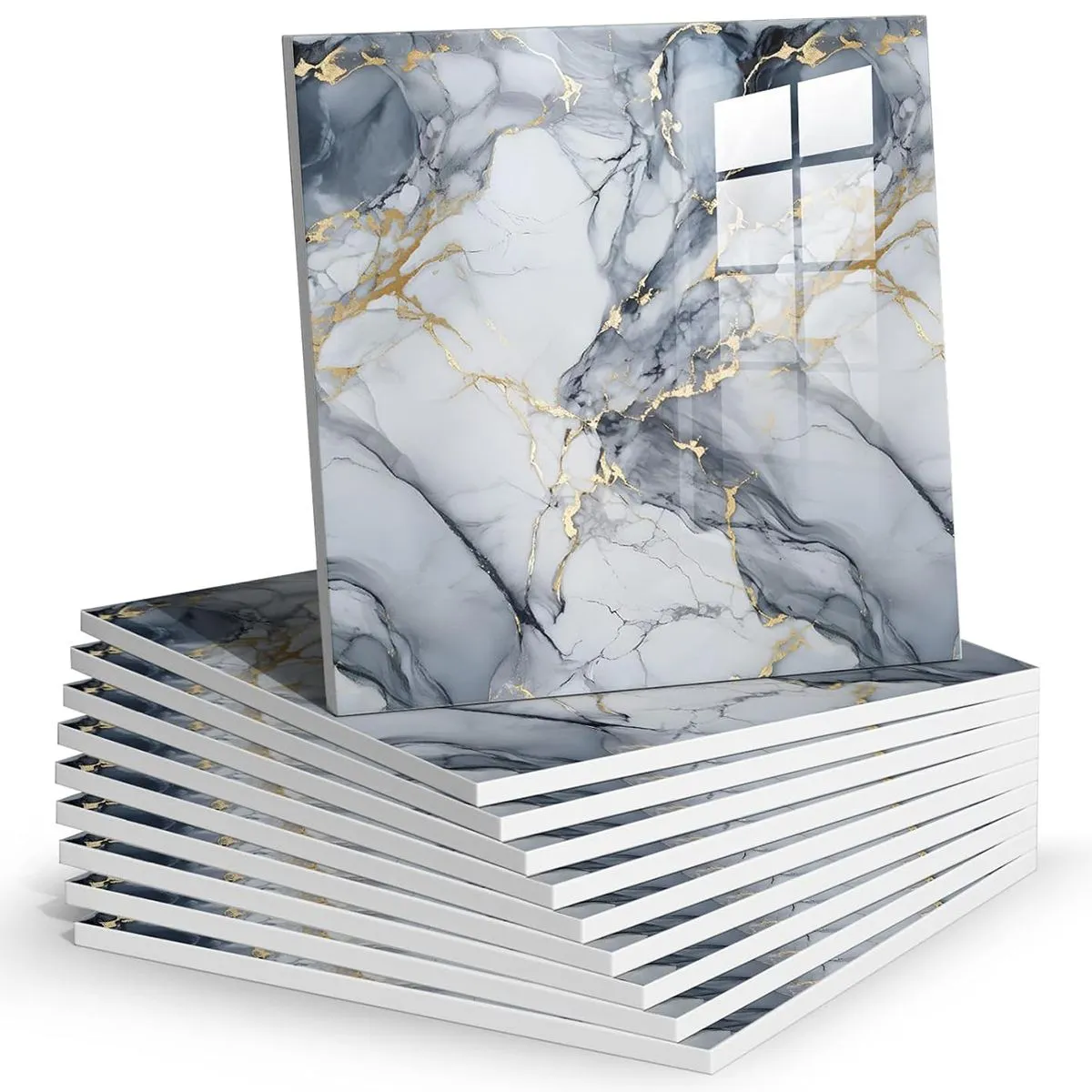 10Pack Marble Peel and Stick Backsplash Waterproof Bathroom Wall Tile Panel