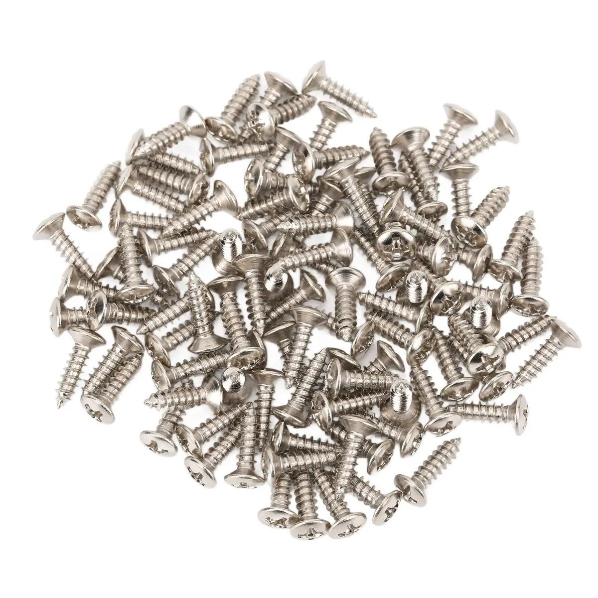 Silver Guitar Pickguard Screws 100PCS Metal Mounting for Electric Bass