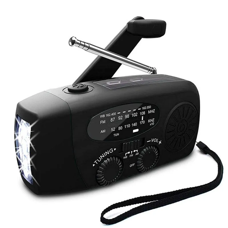 Outdoor Multifunctional FM Radio Portable Solar Mobile Phone Charging Light - Black