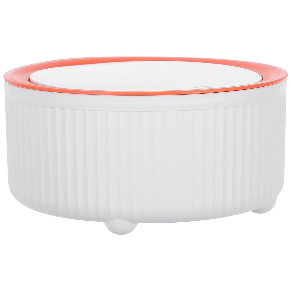 Small Press-top Trash Can with Lid, Orange Round Plastic Wastebasket