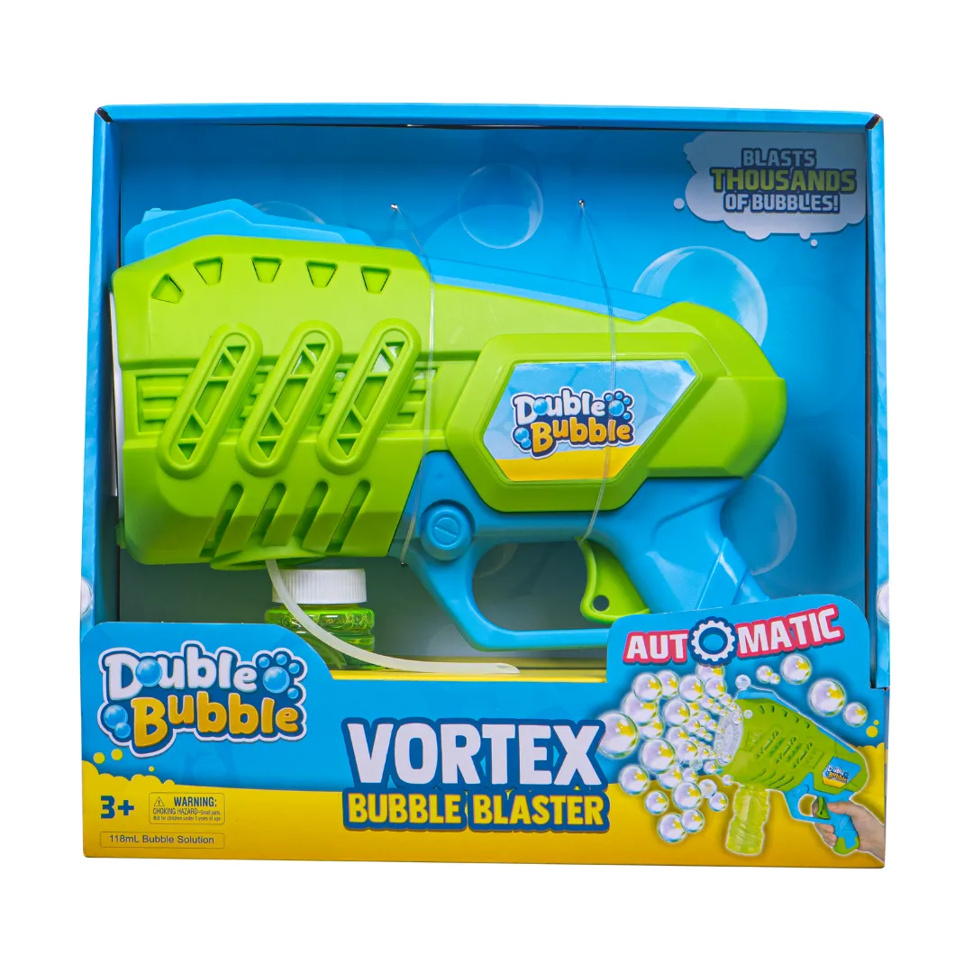 Double Bubble Vortex Electronic Bubble Gun - Blaster Machine for Kids - Green