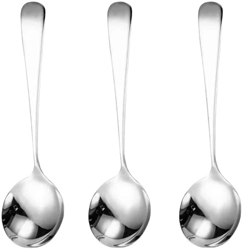 Premium 3-Piece Stainless Steel Dinner Spoon Set (Silver)