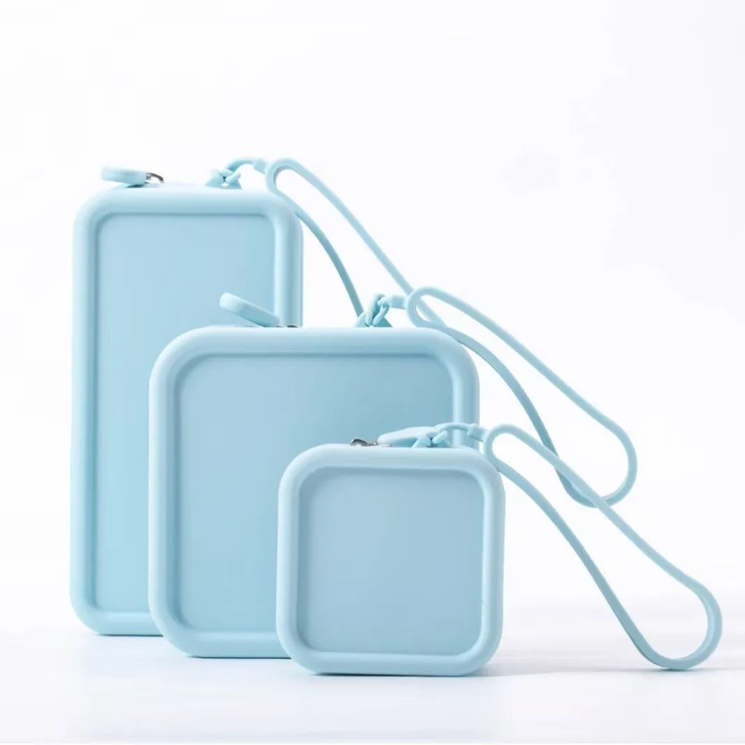 Multi-Purpose Silicone Storage Bag Three-Piece Set Waterproof Portable Mini - Blue