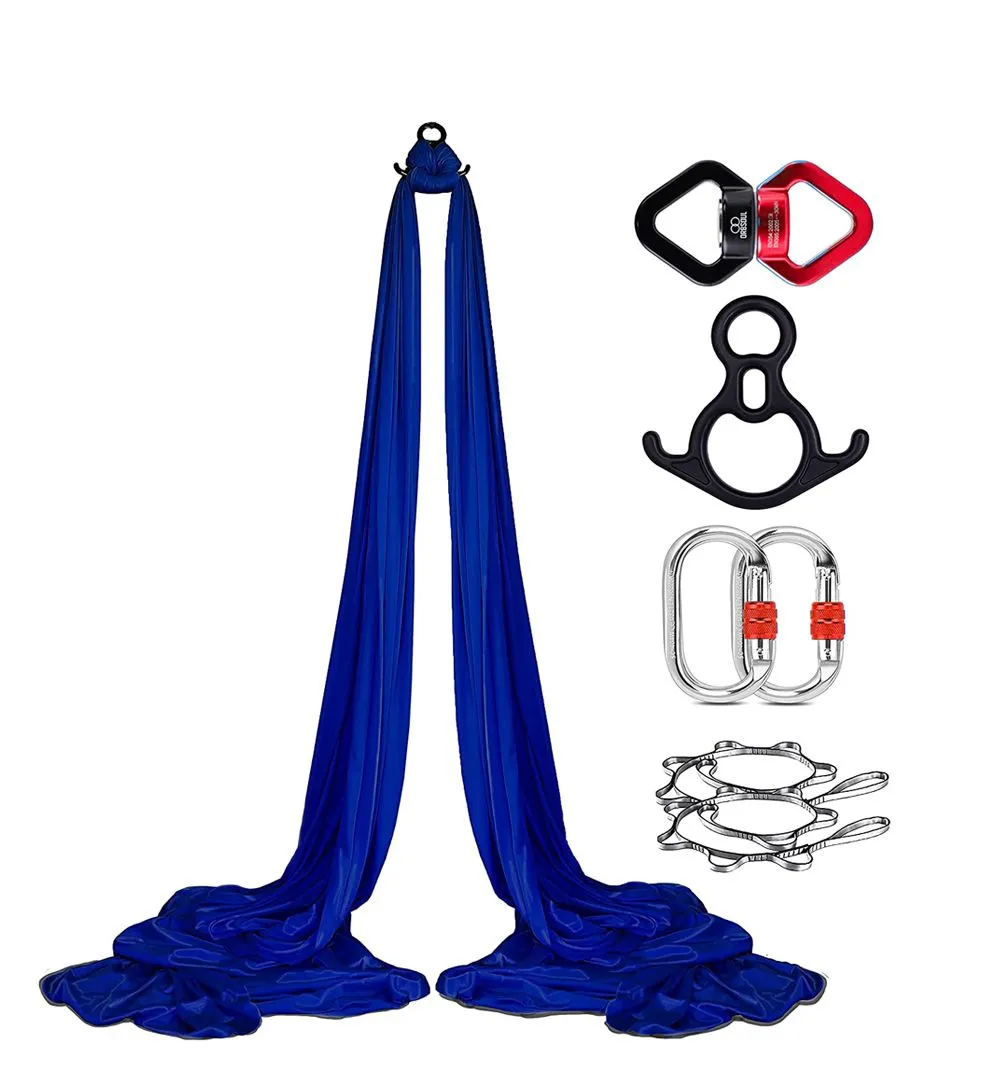 Aerial Swing Fly Yoga Hammock With Full Rigging Hardware - Blue