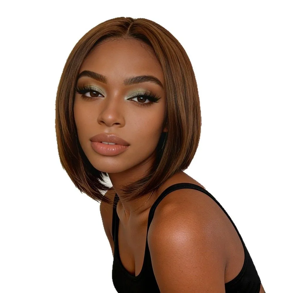 14 Inch Women's Wig Middle Part Short Straight Hair