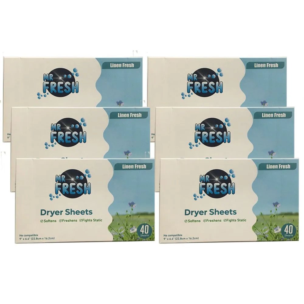 Mr Fresh Dryer Sheets - Linen Fresh - 6 Pack