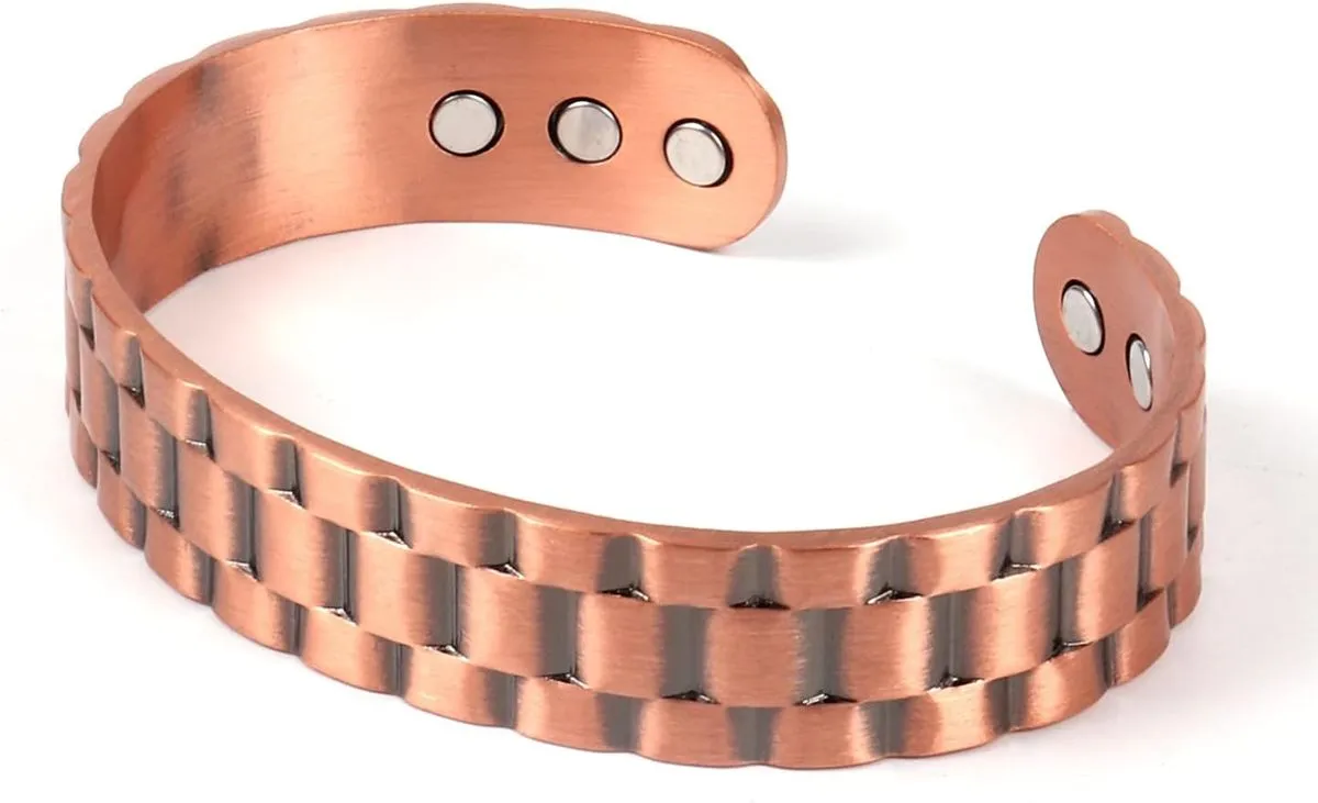 Mens Copper Bracelet 99.9% Pure Copper - Bracelet with 6 Powerful Magnets