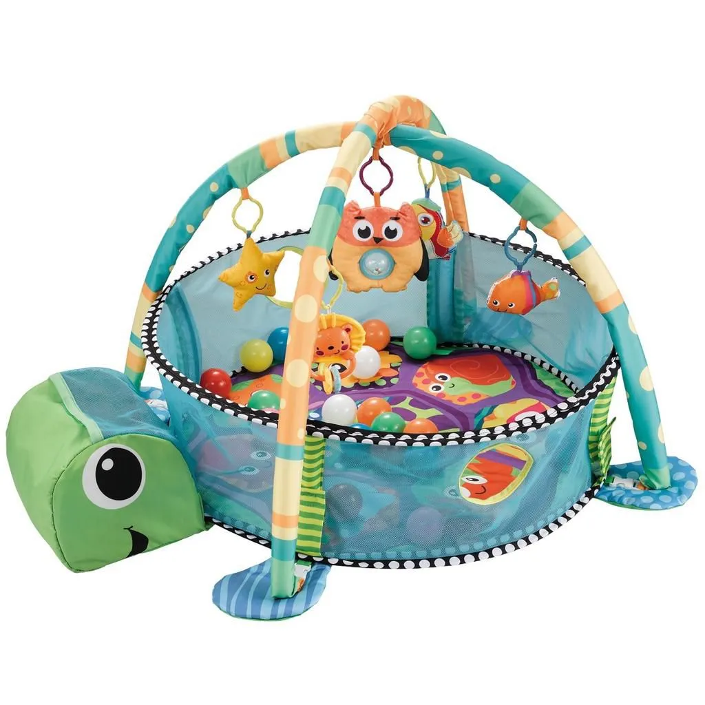 3-in-1 Baby Activity Play Mat Gym & Ball Pit Turtle Design