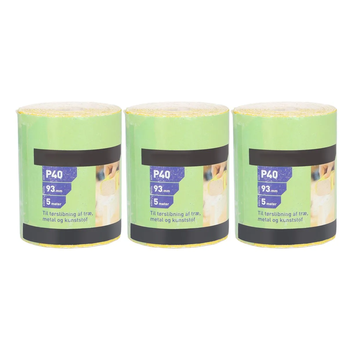 3 Rolls 40 Grit Sandpaper, Yellow for Grinding & Polishing