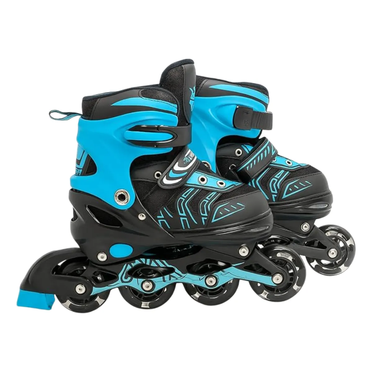 Kids Roller Skates - Glow Wheels, Size Adjustable - Blue