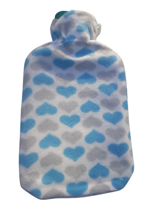 Fleece Covered Hot Water Bottle - Blue, Grey