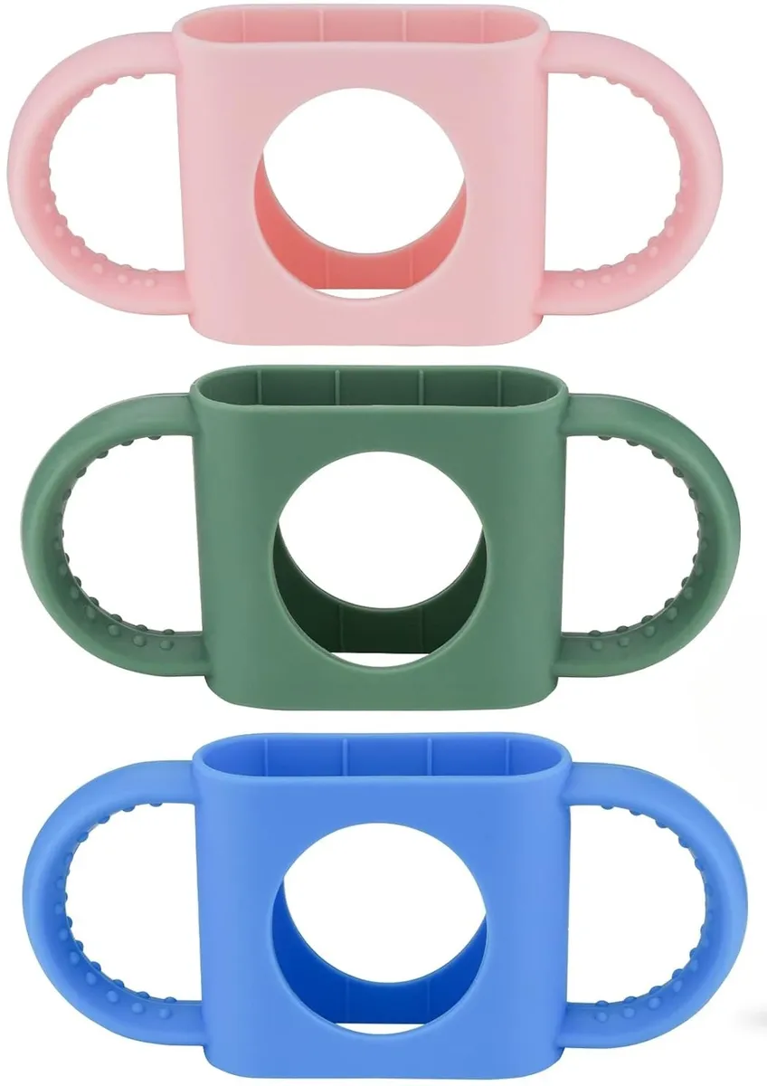 Bottle Handles for Baby Bottles, 3 piece Baby Bottle Holder Food Grade Silicone