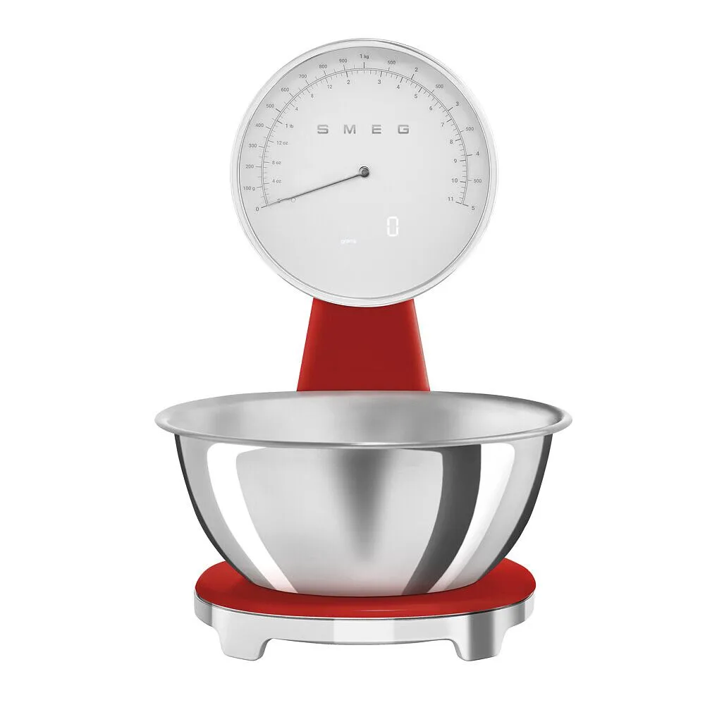 Smeg Digital Analog Kitchen Scale 5kg Max - Fiery Red