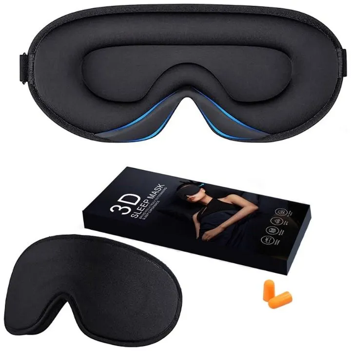 3D Ergonomic Sleep Mask with Earplugs Pressure-Free Eye Mask