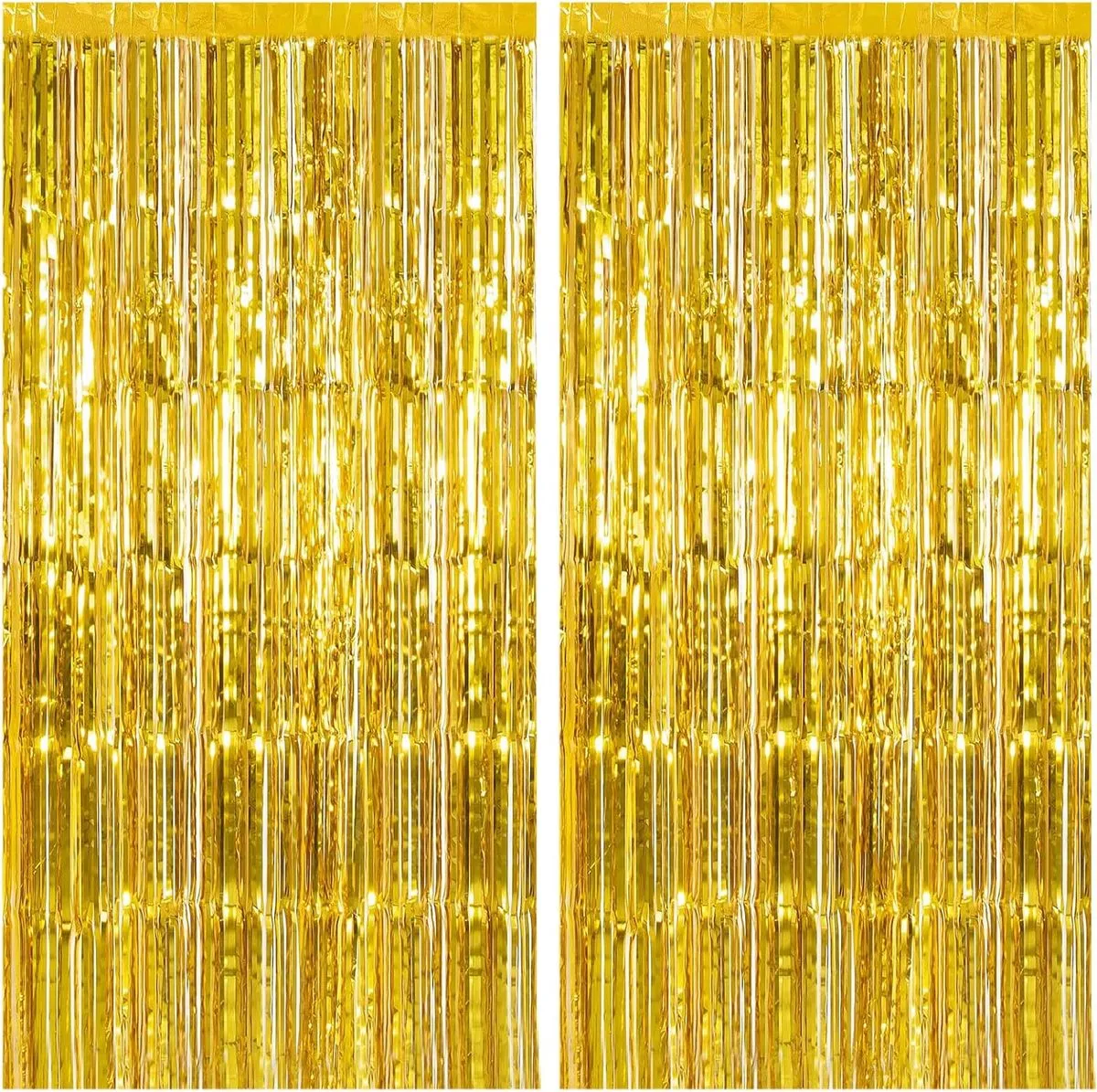 2 Pack Premium Foil Fringe Curtain Backdrop Tinsel Party Decoration -1x2m - Gold