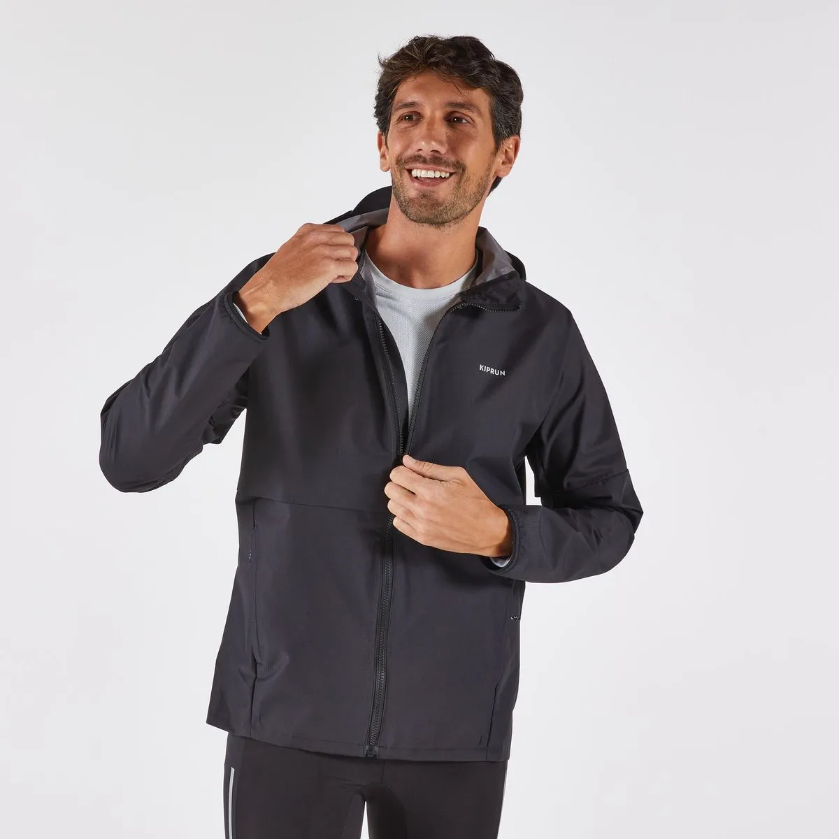Decathlon Run Essential Men's Waterproof Jacket - Black