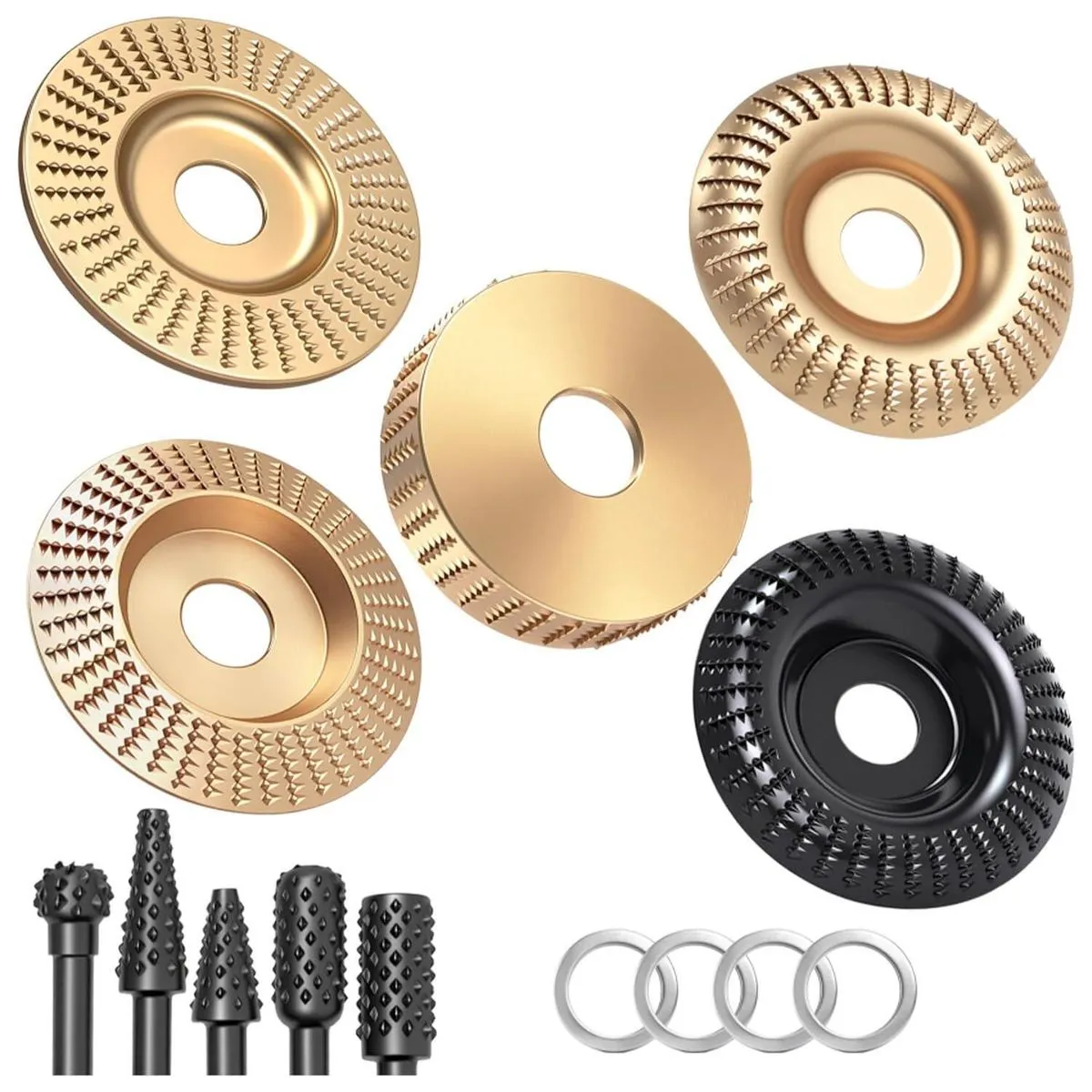 14 Pieces Angle Grinder Wood Carving Disc Rotary Burr Rasp Set for Sanding