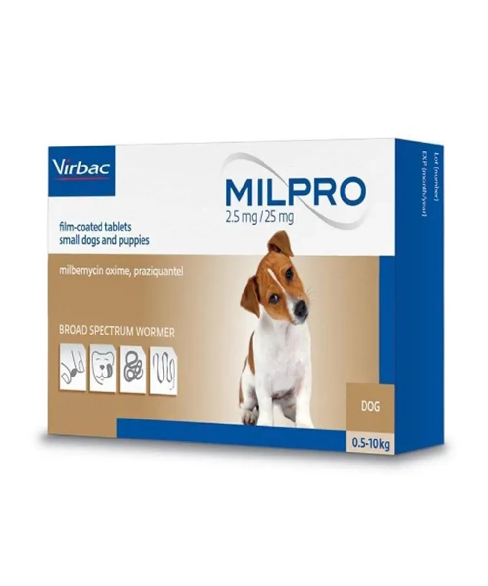 Virbac - Milpro Dewormer Tablets for Dogs & Puppies 24's ( 2.5mg / 25mg )