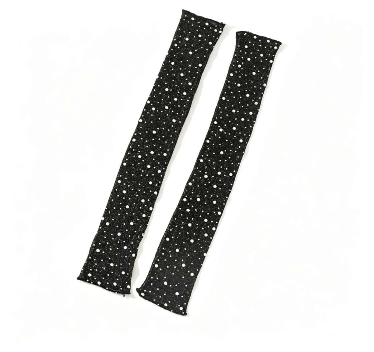 Breathable Sleeve Covers 1Pair with Shimmering Rhinestones Accessories - Black