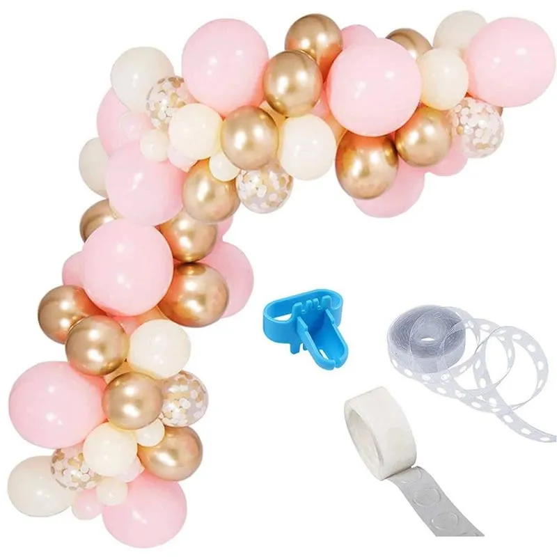 Birthday Party Baby Shower Balloon Arch Kit - Pink & Gold Confetti Balloon