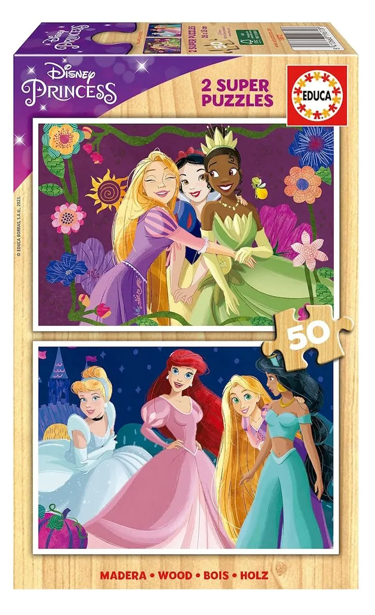 Educa Disney Princess 2 x 50-Piece Wooden Puzzles
