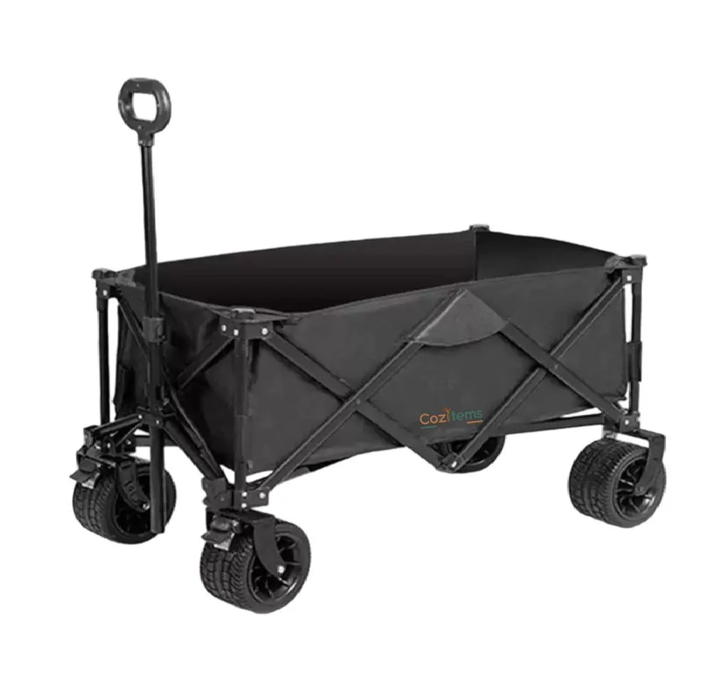 Quad-Folding Camping Cart Wagon, All-Terrain Wheels with Brakes, 150KG Load
