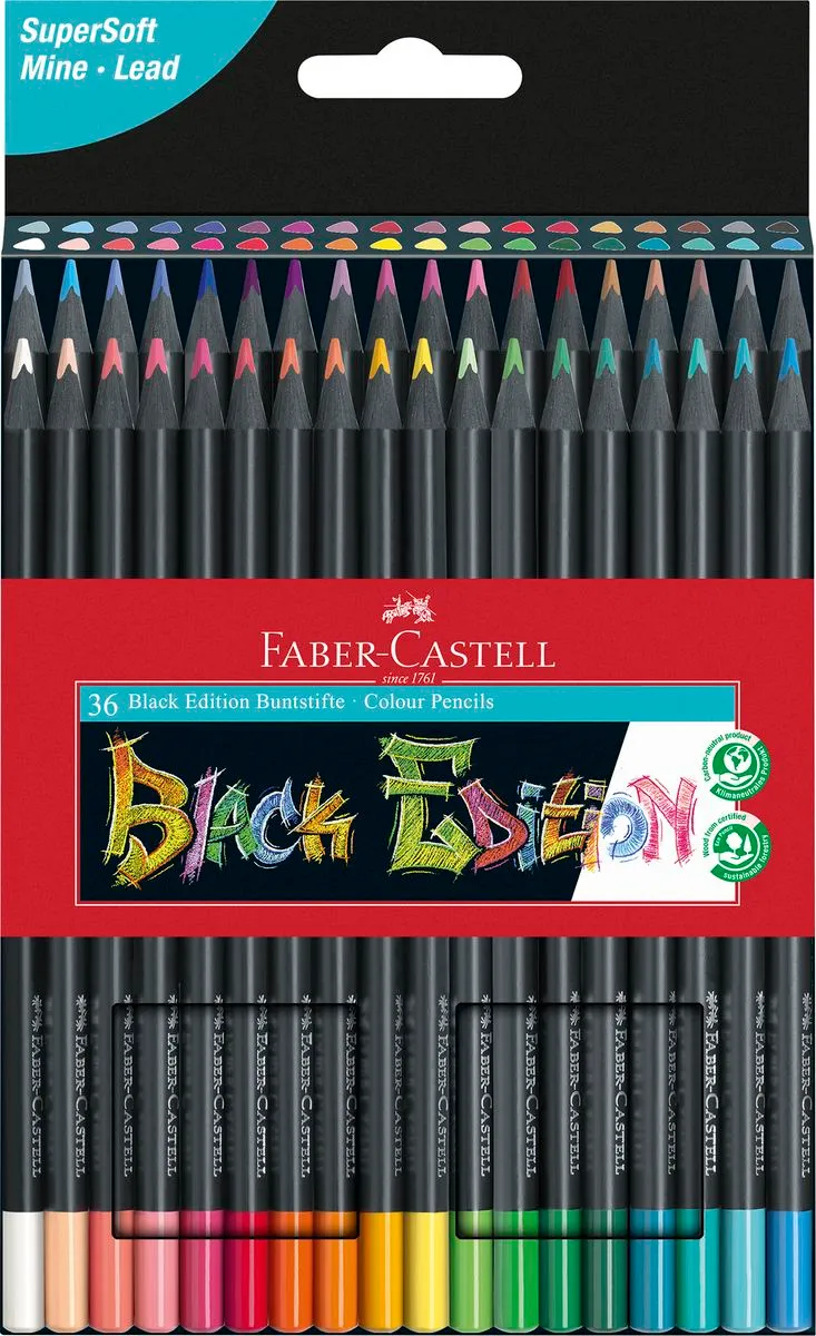 Black Edition , Supersoft lead, colour pencils -Box Wallet 36