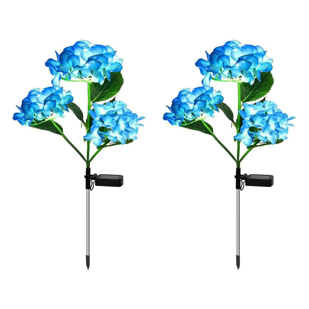 2 Pieces Solar Flower Lawn Light Garden Light - Blue